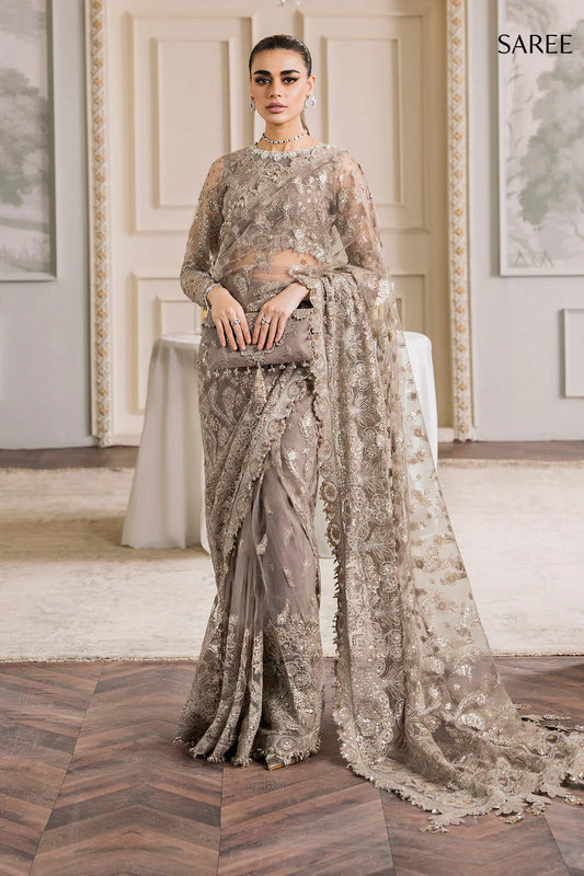 Baroque Brown Bridal Saree Net Unstitch